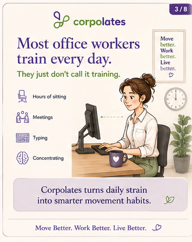 Illustration explaining the everyday physical demands of office work.